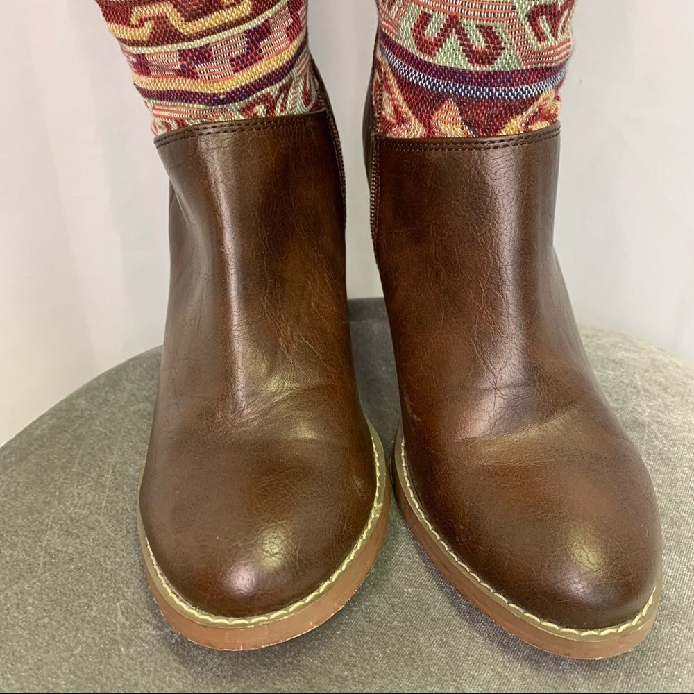 Brown Patterned Knee-High Boots - Picture 4 of 10